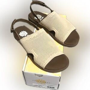YELLOW BOX “Fierie” Cream Sport Knit Slingback Sandals